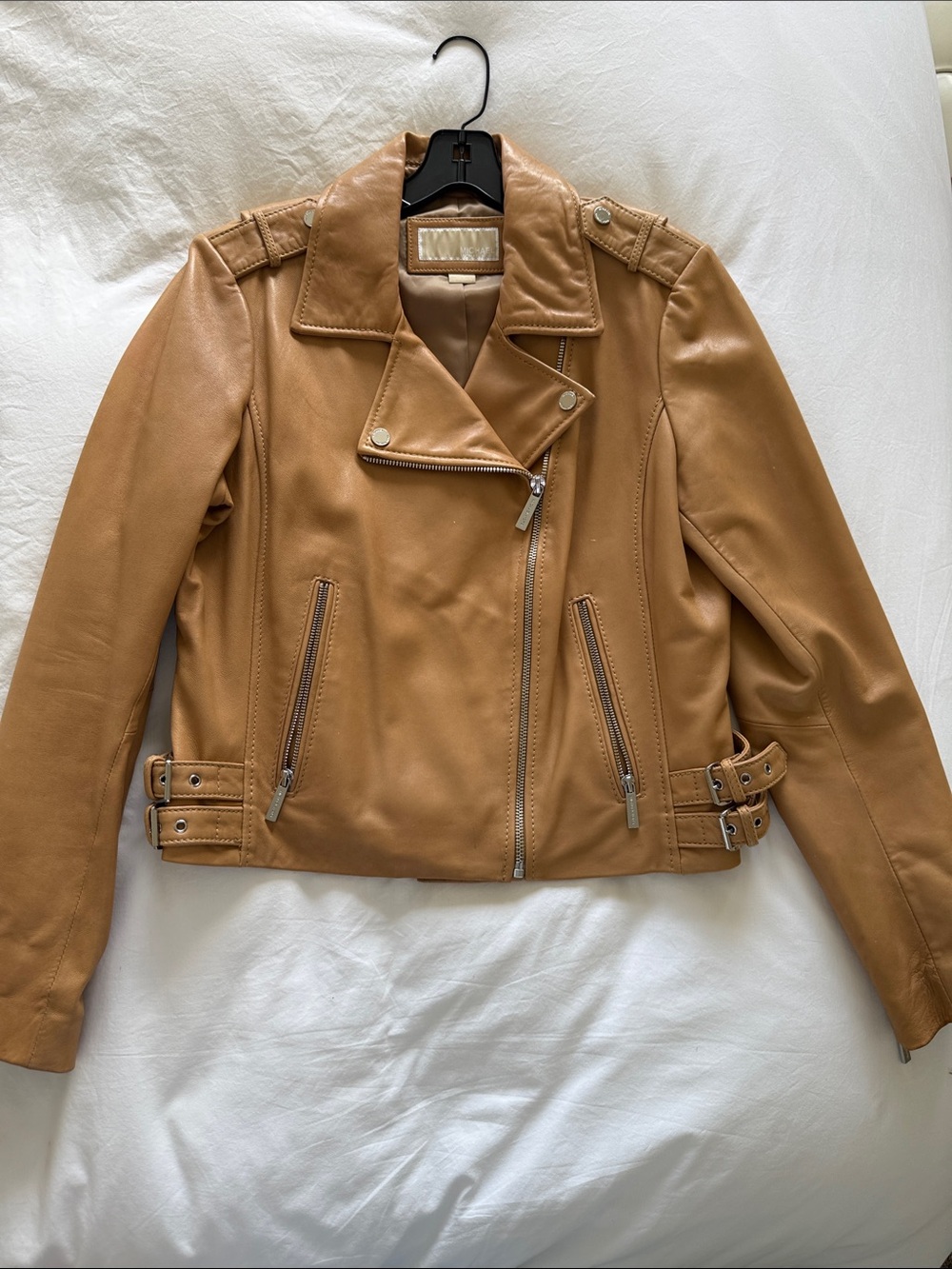 Michael Kors Tan Leather Moto Jacket